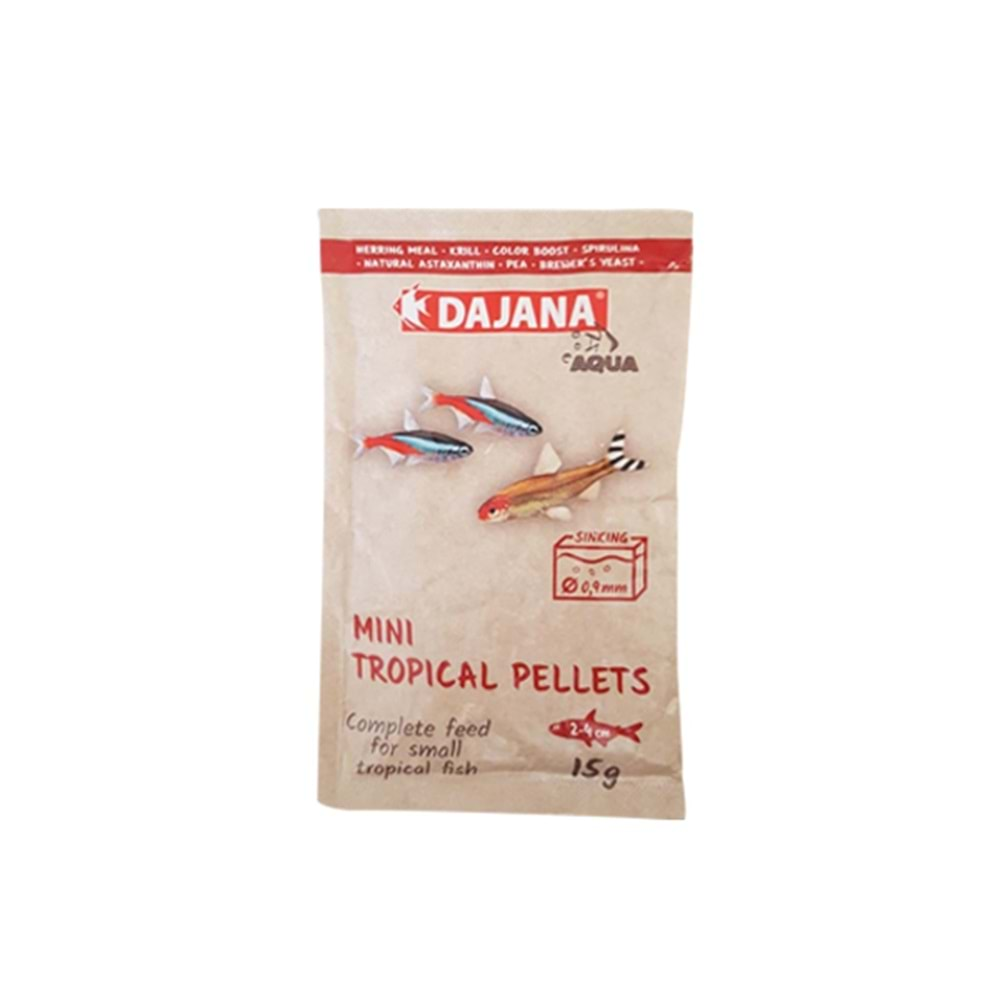 DAJANA MİNİ TROPİCAL PELLETS ZARF YEM 15 GR