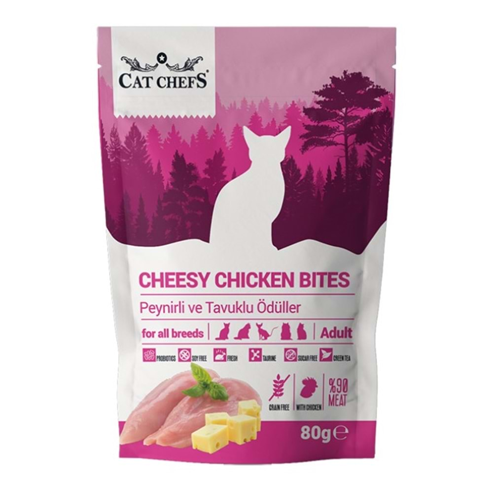 CAT CHEFS CHEESY CHİCKEN 80 GR (PEYNİRLİ&TAVUK ETLİ KEDİ ÖDÜLÜ)