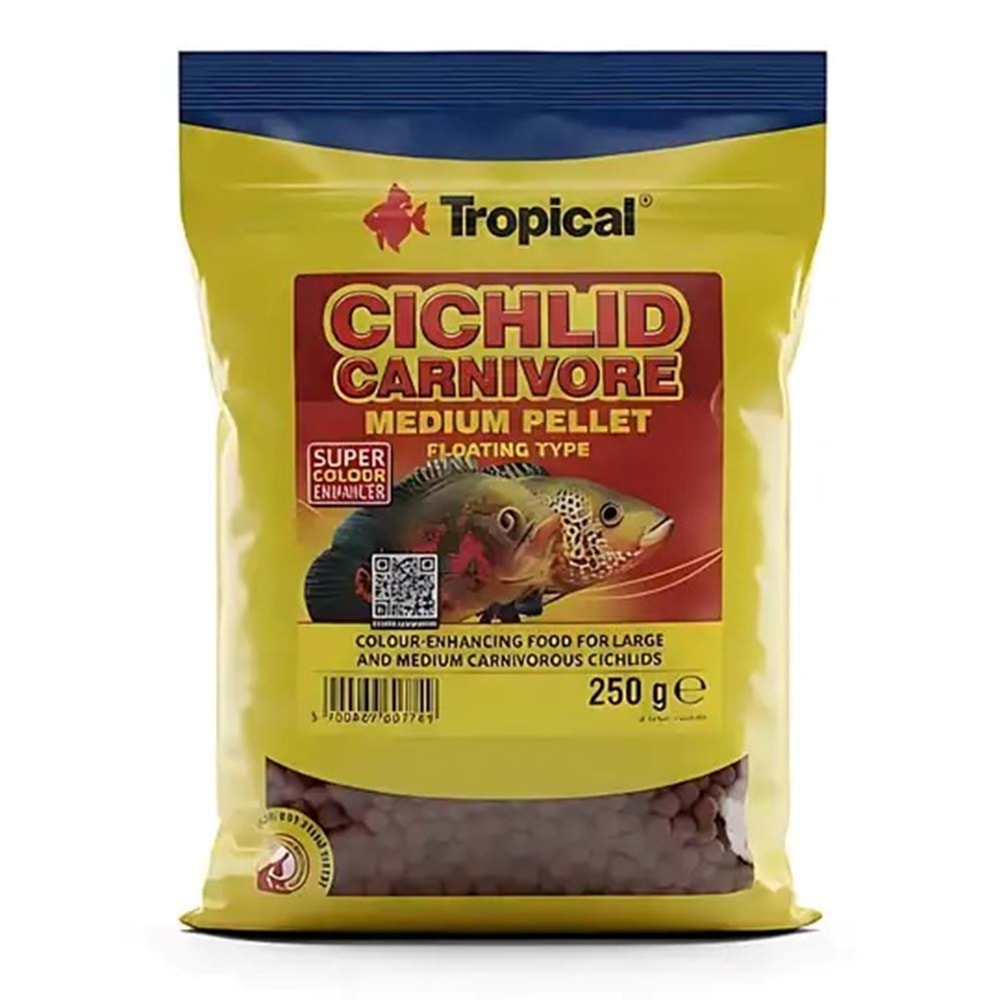TROPİCAL CİCHLİD CARNİVORE MEDİUM PELLET 250GR
