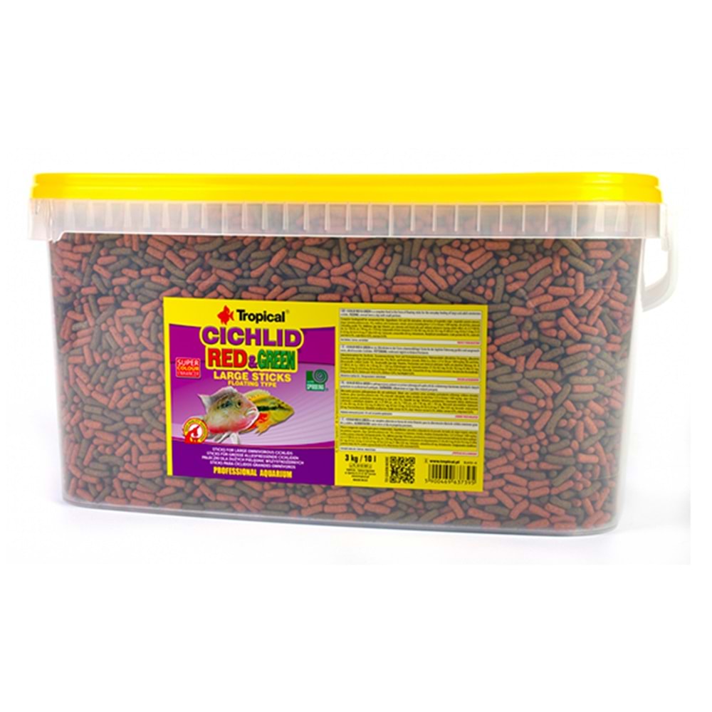 TROPİCAL CİCHLİD RED&GREEN LARGE STİCKS 10LT/3KG