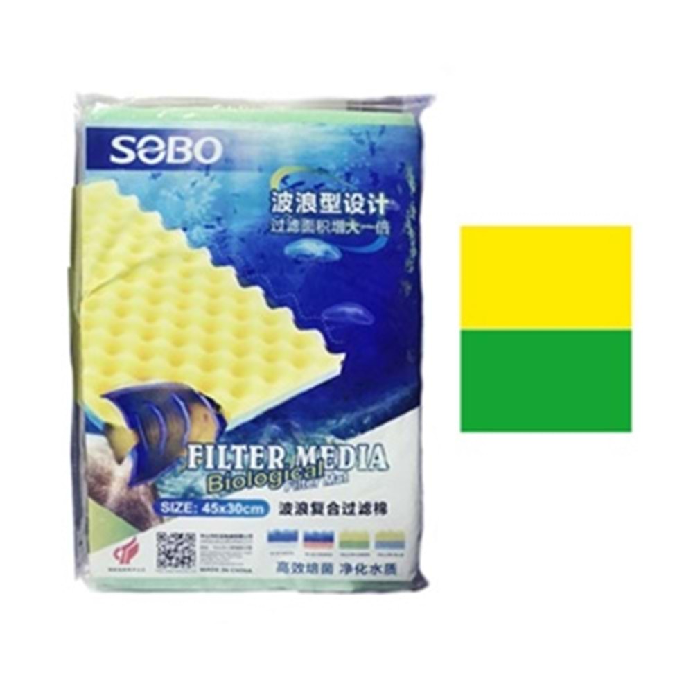 SOBO FİLTRE SÜNGERİ 45X30X2 SARI YEŞİL