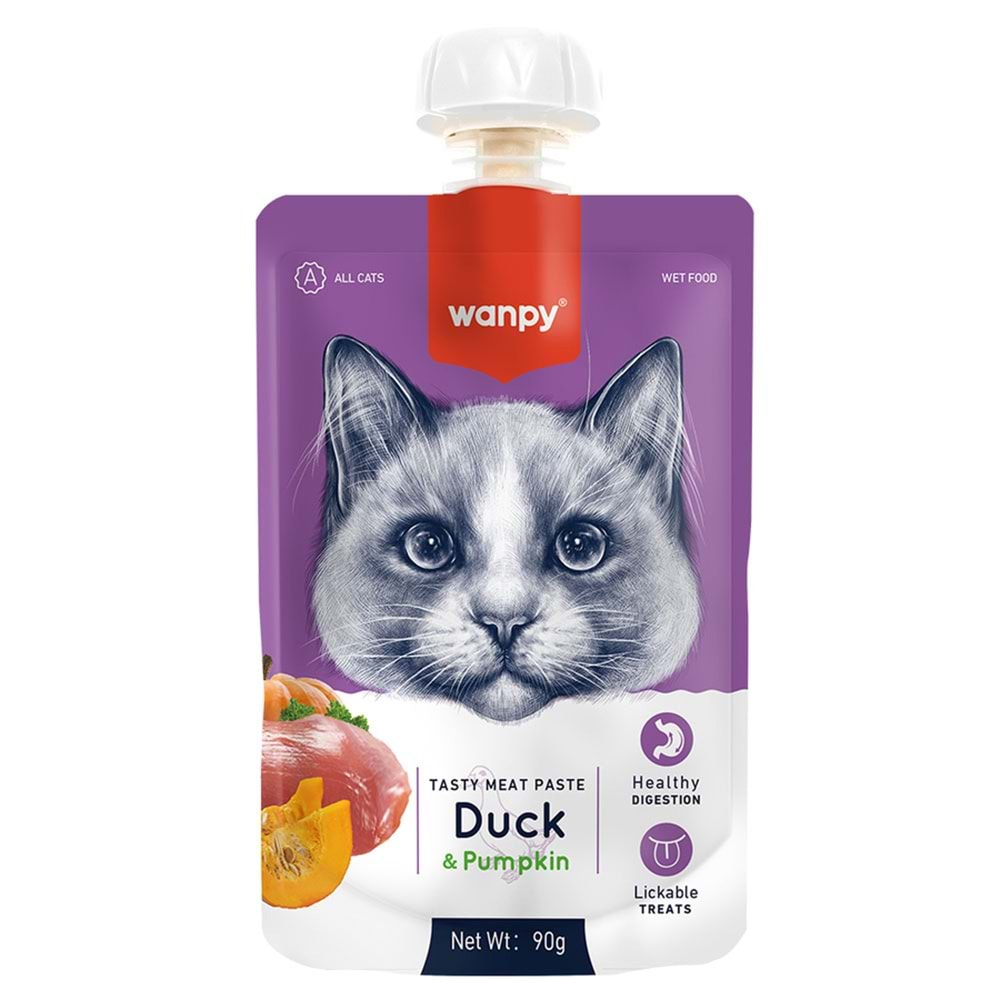 WANPY TAZE ÖRDEKLİ-BAL KABAKLI 10 LU KEDİ ET EZMESİ 90 GR RAC-39