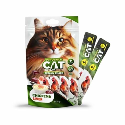 EUROGOLD CAT SIVI KEDİ ÖDÜLÜ TAVUK - CİĞER 5X15 GR