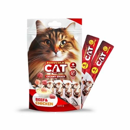 EUROGOLD CAT SIVI KEDİ ÖDÜLÜ DANA - TAVUK 5X15 GR