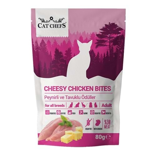 CAT CHEFS CHEESY CHİCKEN 80 GR (PEYNİRLİ&TAVUK ETLİ KEDİ ÖDÜLÜ)