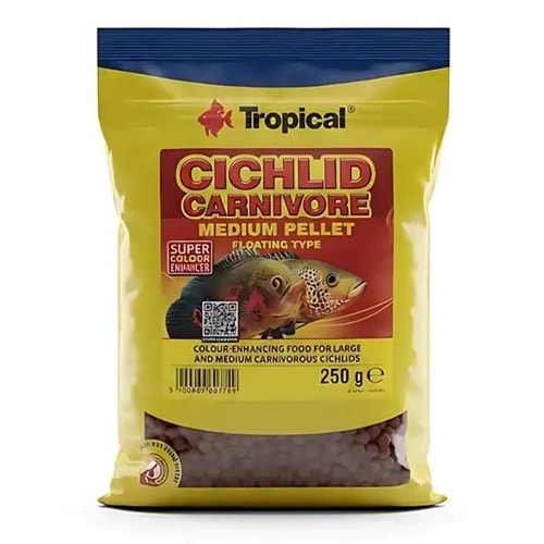 TROPİCAL CİCHLİD CARNİVORE MEDİUM PELLET 250GR