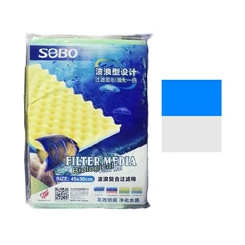 SOBO FİLTRE SÜNGERİ 45X30X2 MAVİ BEYAZ