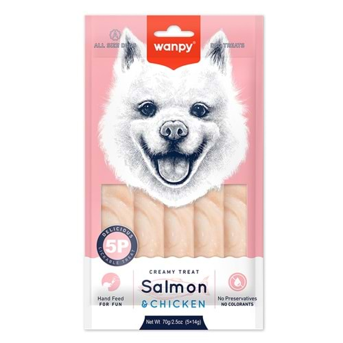 WANPY SOMONLU-TAVUKLU 12 Lİ KREMA KÖPEK ÖDÜLÜ 5X14 GR RA-74