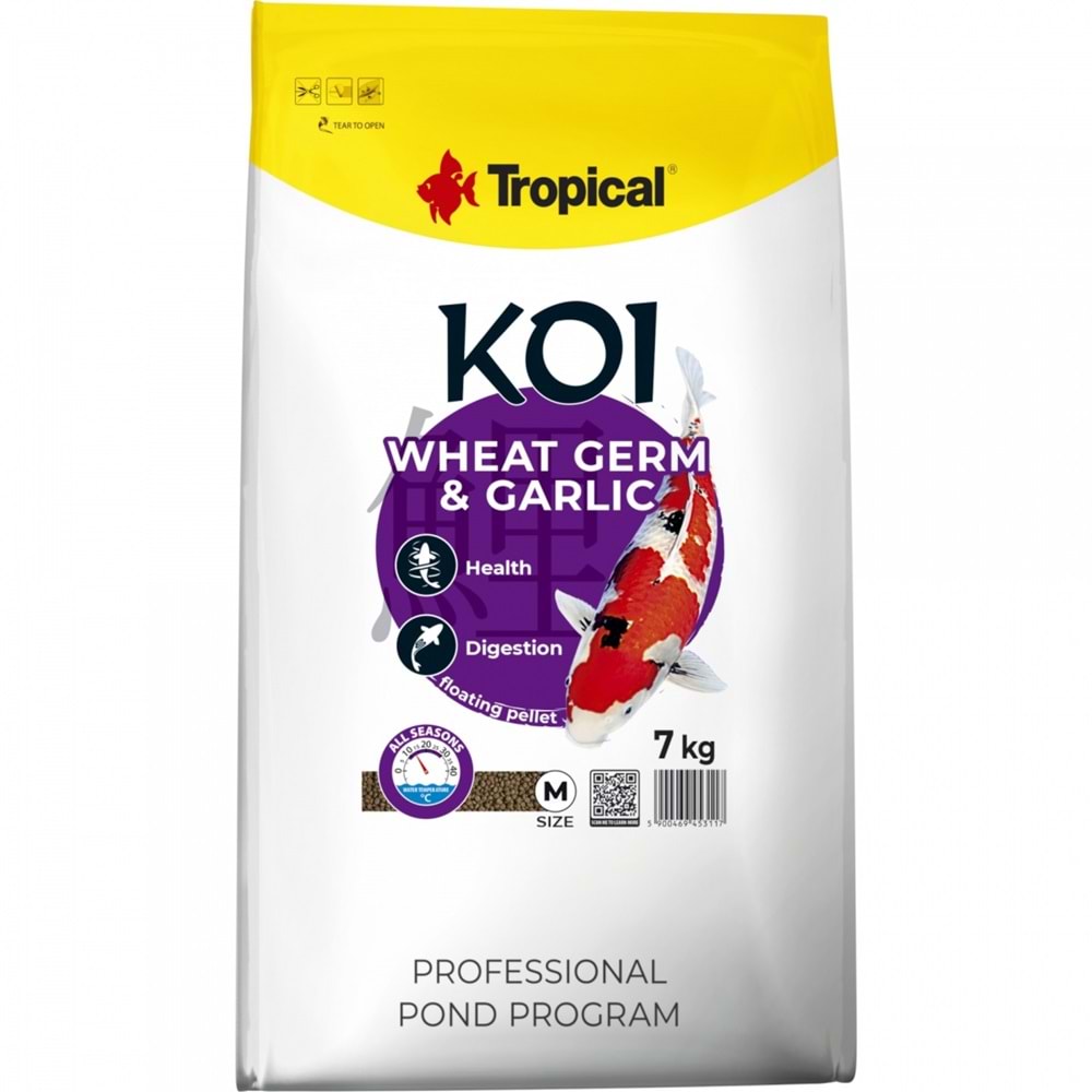 Tropical Koi Wheat Germ&Garlic Pellet Size M 7Kg