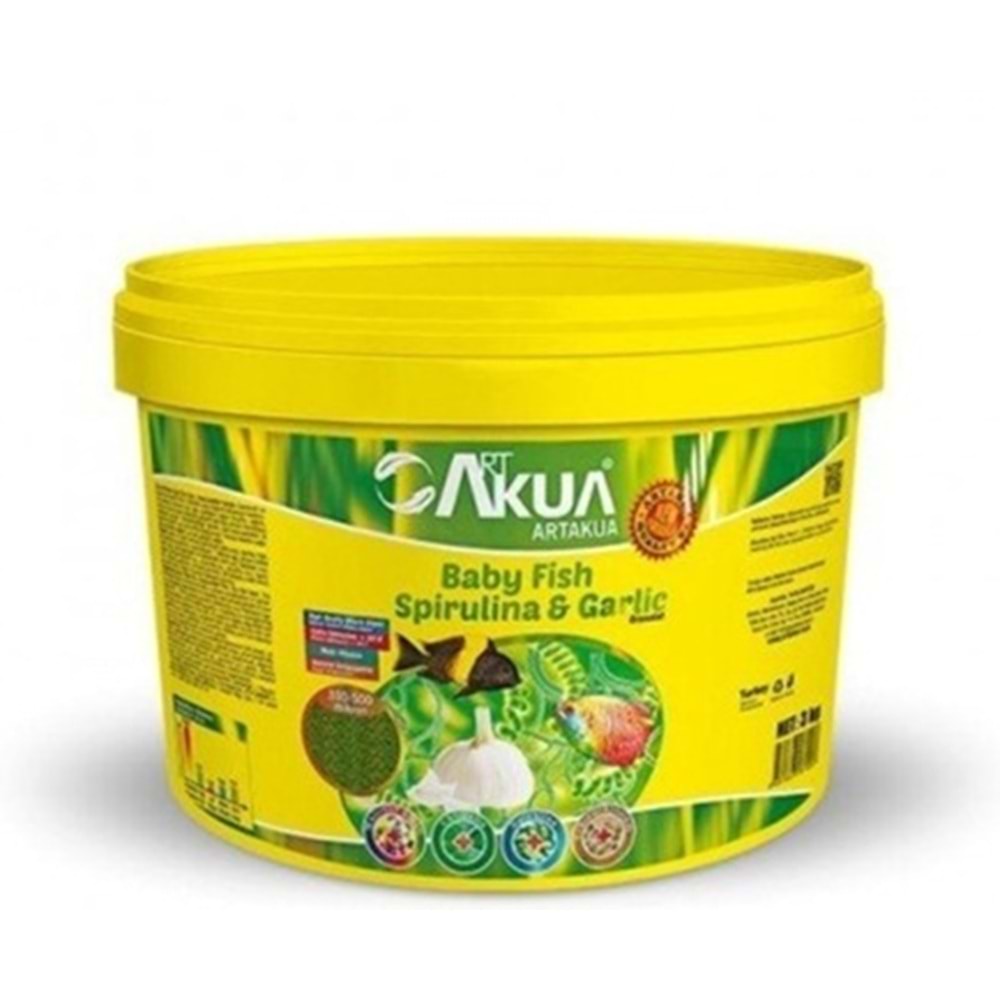 ARTAKUA BABY FISH SPİRULİNA & GARLİC 3 KG KOVA